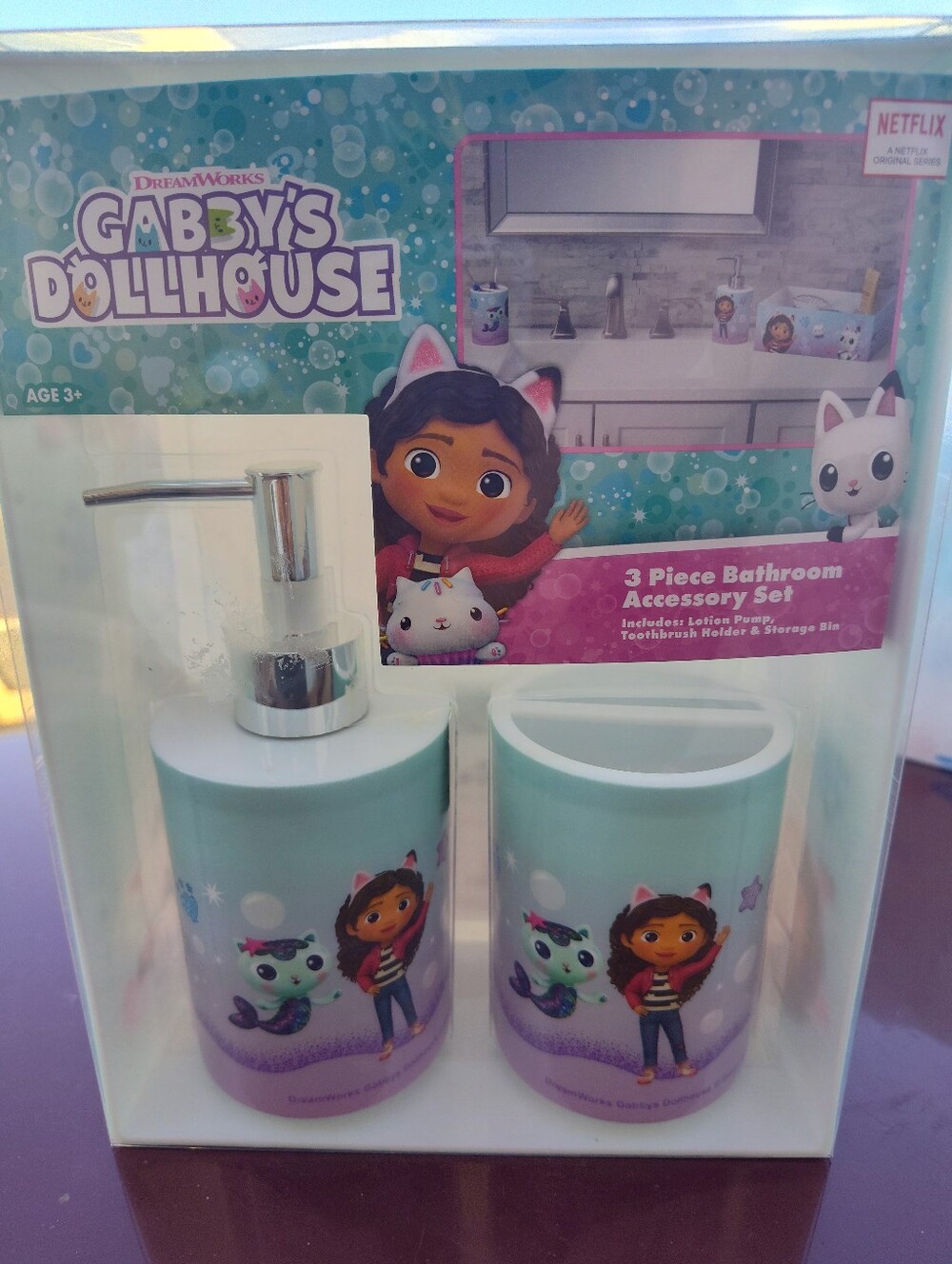 Netflix Gabby’s Dollhouse Bathroom Set - Aqua Teal Purple